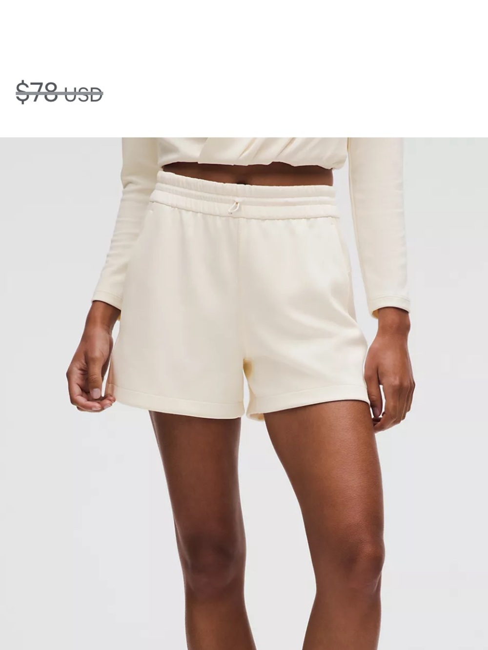 Lululemon Softstreme High-Rise Short 4" NWT size 6 Light Ivory